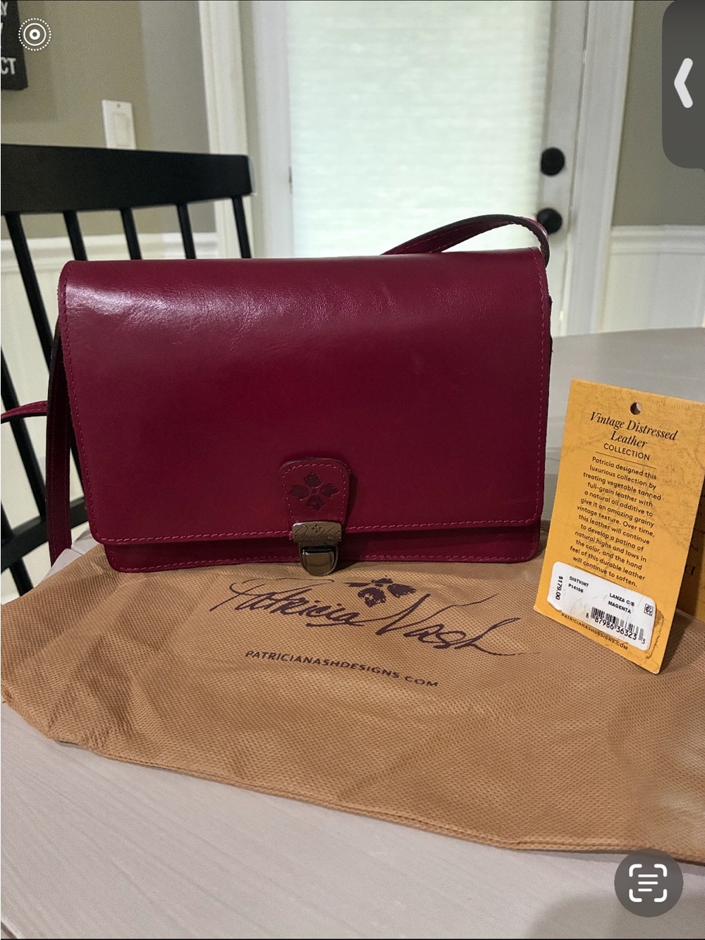 Patricia Nash Small Leather Crossbody in Burgundy